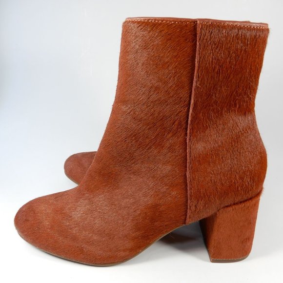 TARYN ROSE Cassidy Block Heel Ankle BOOTS 5 Calf Hair Leather Terracotta NEW - Picture 10 of 10